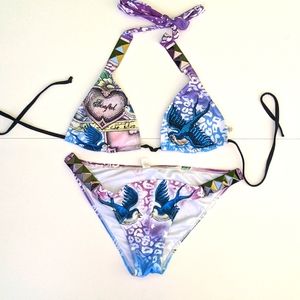 Cute blue and violet, small bikini